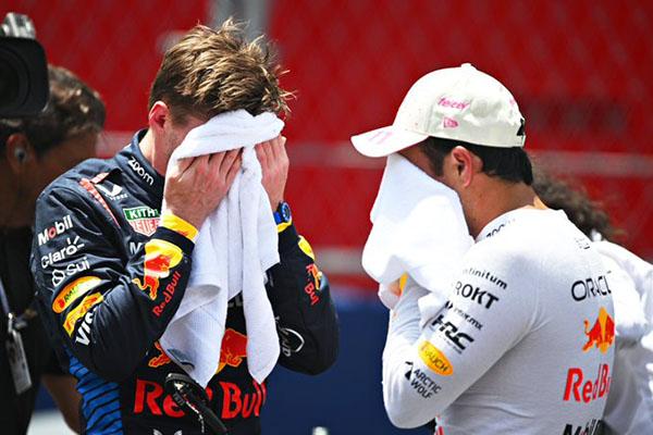 Celebran Max Verstappen y Sergio Pérez el 1-3 de los Red Bull en la Sprint de Miami